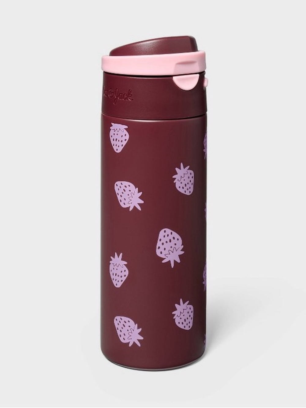 Cat & Jack 20 oz Stainless Steel Tumbler Bottle 20oz Strawberry pink red purple
